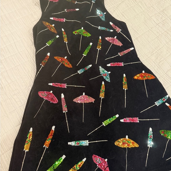 QUEEN OF SPARKLES Black Multi. Color Parasols Sleeveless Dress Small NWT - Picture 5 of 5